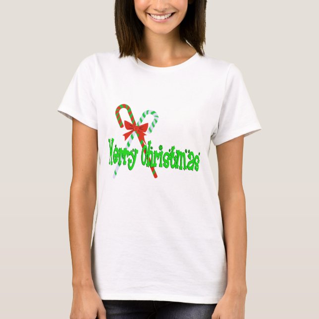 Camiseta Merry Christmas Candy Canes (Frente)