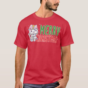 Camiseta Merry Christmas Cat Xmas Lights Kitten Pet Owner F