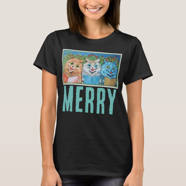 CAMISETA MERRY CHRISTMAS CATS LOUIS WAIN T-SHIRTS (Frente)