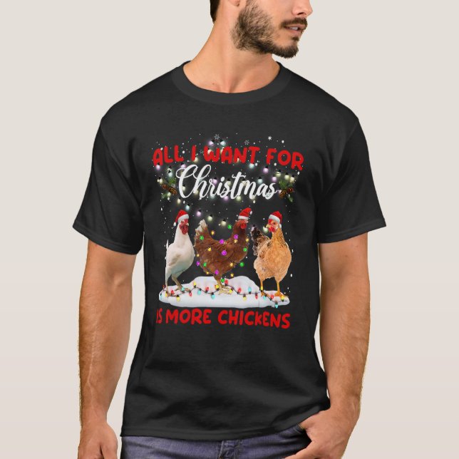 Camiseta Merry Christmas Chicken  Santa Hat Lights Xmas (Frente)