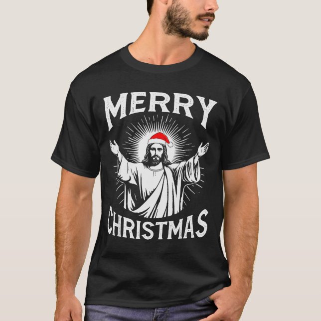 Camiseta Merry Christmas Christian Jesus Pajamas Pjs Xmas M (Frente)