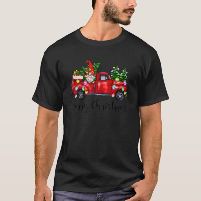 Camiseta Merry Christmas Cute Gnome Truck Merry Christmas T (Frente)