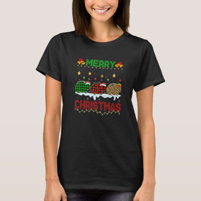 Camiseta Merry Christmas Cute Guinea pig Xmas Leopard Plaid (Frente)