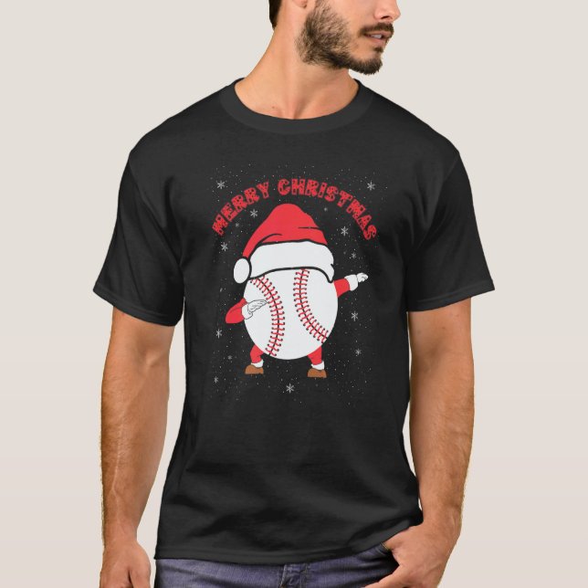 Camiseta Merry Christmas Dabbing Baseball with Xmas Hat  Me (Frente)