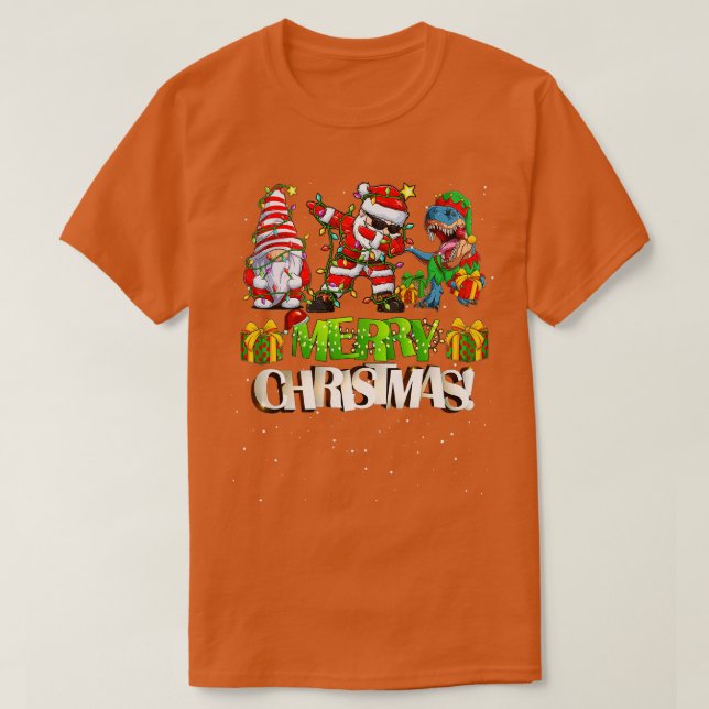 Camiseta Merry Christmas Dabbing Santa Gnomes Christmas Din (Frente do Design)