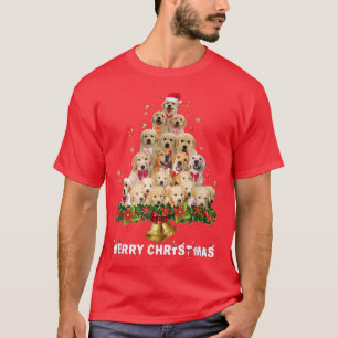 Camiseta Merry Christmas Dog Cute Golden Retrievers Tree Xm
