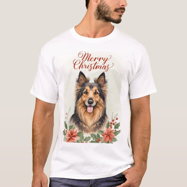 Camiseta Merry Christmas Dog Festive Holiday Graphic (Frente)