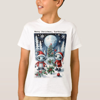 Camiseta Merry Christmas Eathlings Cute Santa Aliens