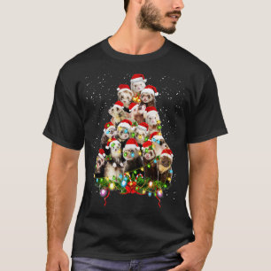 Camiseta Merry Christmas Ferret Enfeites de natal Tree San