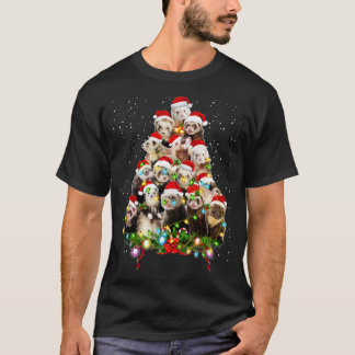 Camiseta Merry Christmas Ferret Enfeites de natal Tree San