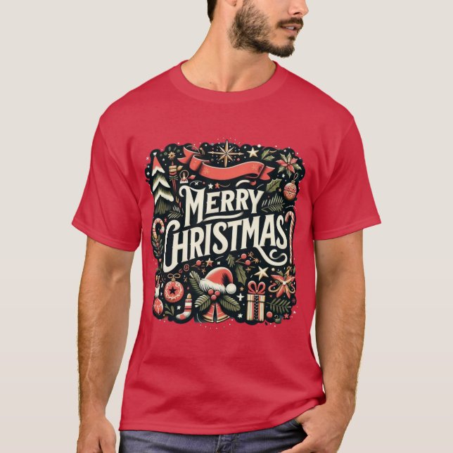 Camiseta Merry Christmas Festive Holiday (Frente)