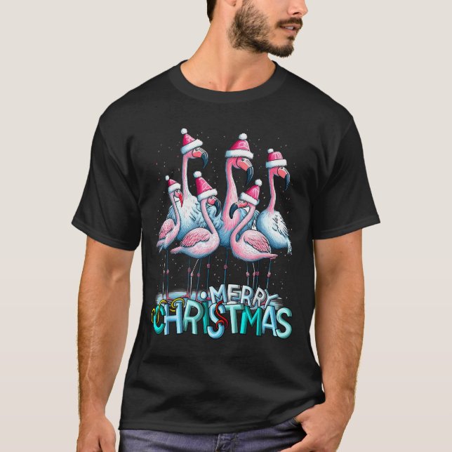 Camiseta Merry Christmas Flamingo Squad Trocal Style  (Frente)