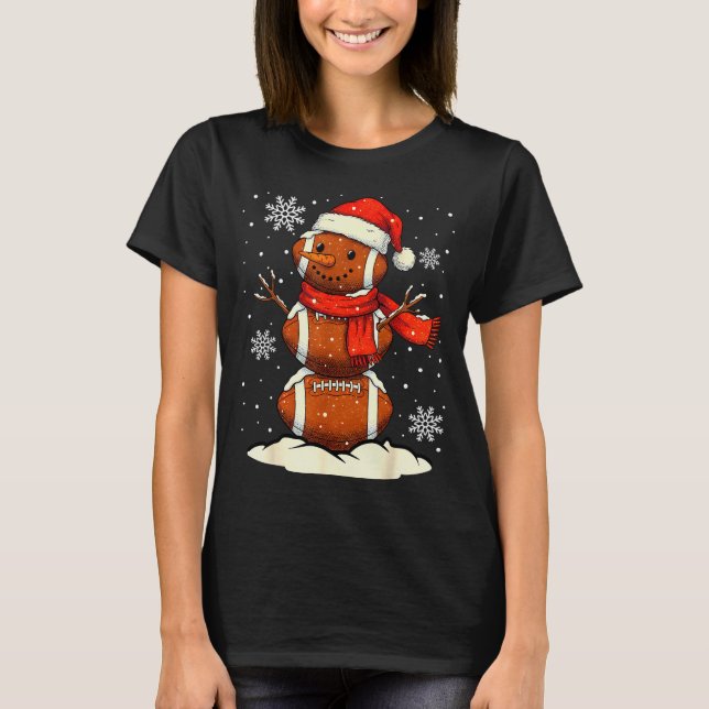 Camiseta Merry Christmas Football Snowman Holiday Srts Xmas (Frente)