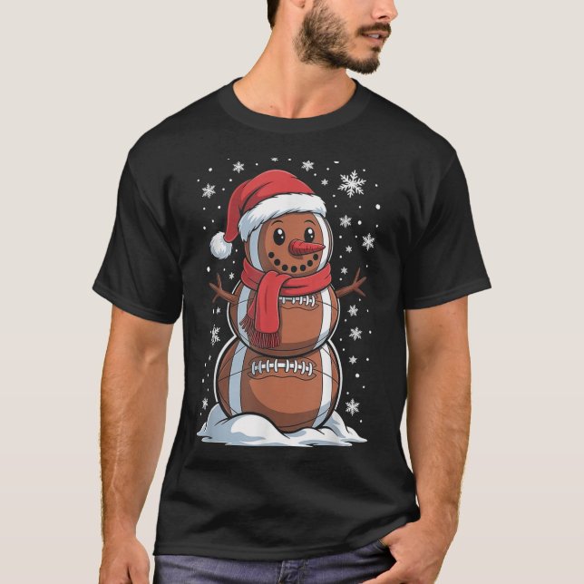Camiseta Merry Christmas Football Snowman Holiday Srts Xmas (Frente)