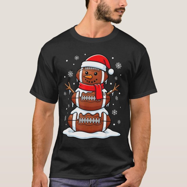 Camiseta Merry Christmas Football Snowman Holiday Srts Xmas (Frente)