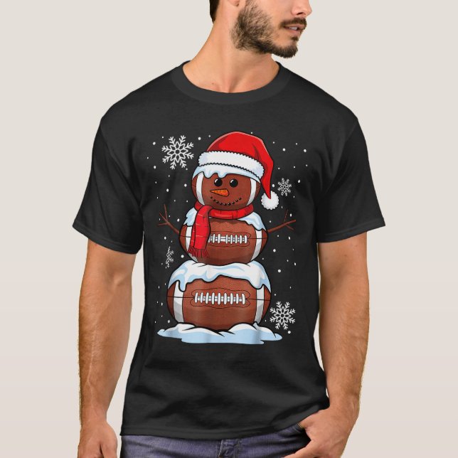 Camiseta Merry Christmas Football Snowman Holiday Srts Xmas (Frente)