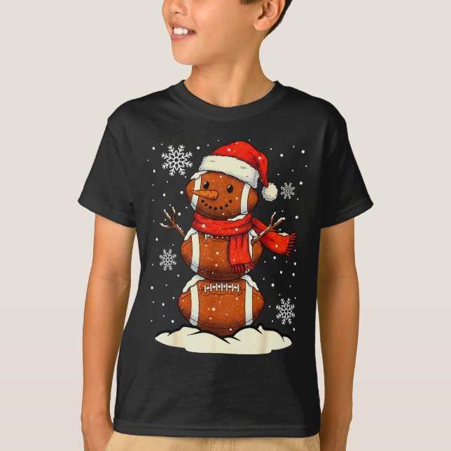 Camiseta Merry Christmas Football Snowman Holiday Srts Xmas (Frente)
