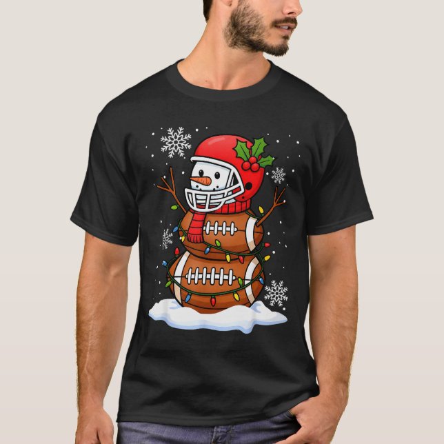 Camiseta Merry Christmas Football Snowman Holiday Srts Xmas (Frente)