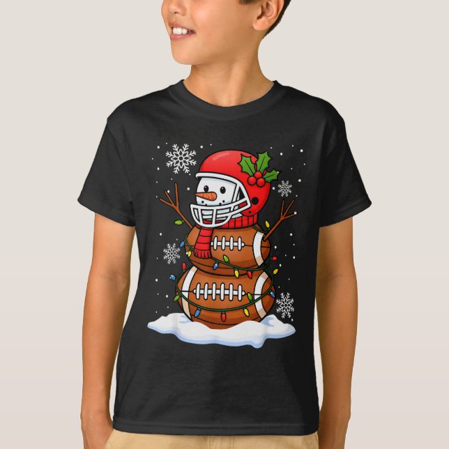 Camiseta Merry Christmas Football Snowman Holiday Srts Xmas (Frente)