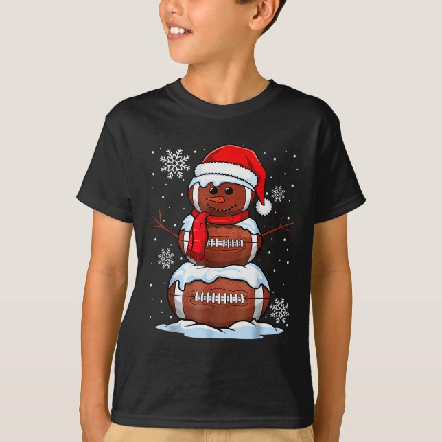 Camiseta Merry Christmas Football Snowman Holiday Srts Xmas (Frente)