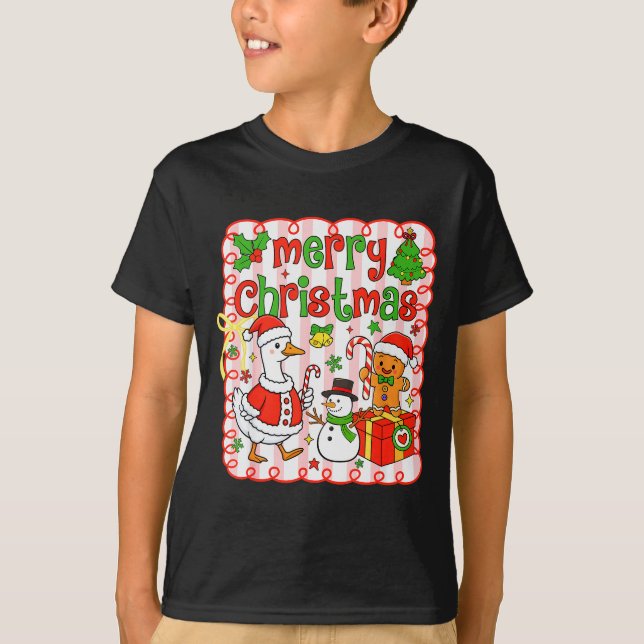 Camiseta Merry Christmas Funny Merry Goosemas Christmas Sil (Frente)