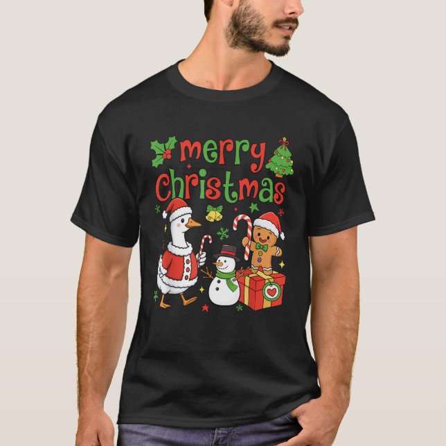 Camiseta Merry Christmas Funny Merry Goosemas Christmas Sil (Frente)