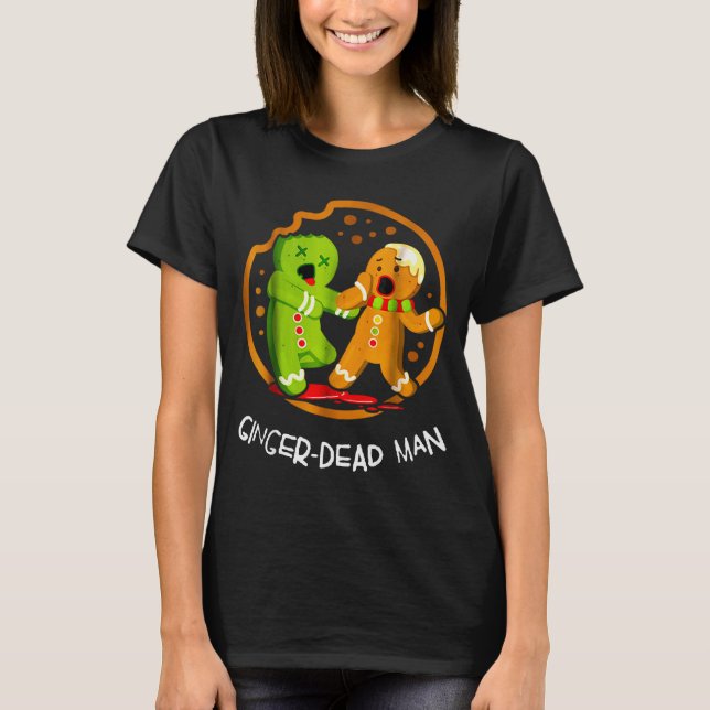 Camiseta Merry Christmas Ginger-dead Man Cookie Zombie Xmas (Frente)