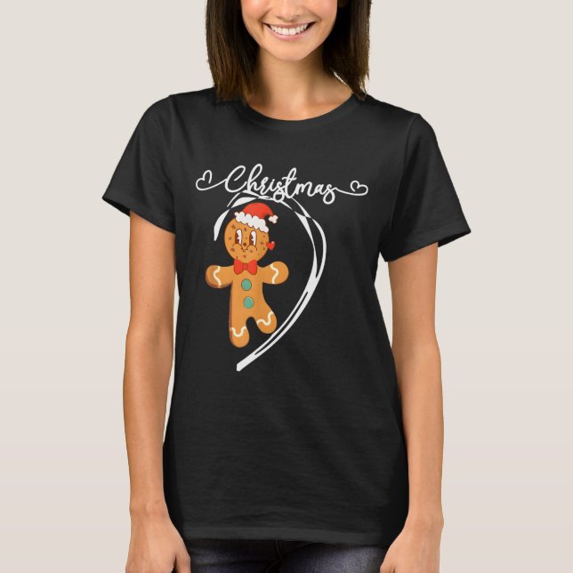 Camiseta Merry Christmas Gingerbread Couple Christmas Pajam (Frente)