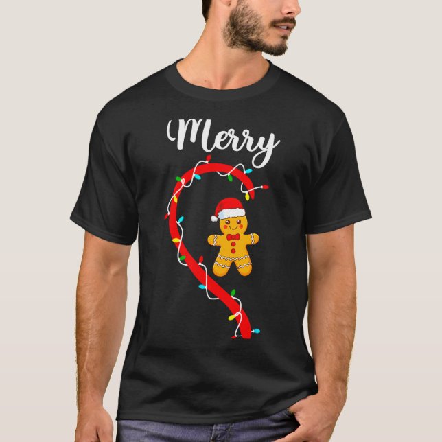 Camiseta Merry Christmas Gingerbread Couple Xmas Pajamas Ma (Frente)