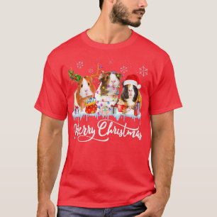 Camiseta Merry Christmas Guinea Pig Light Reindeer Santa Ha
