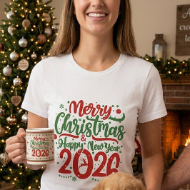 Camiseta Merry Christmas Happy New Year 2026 Reindeer