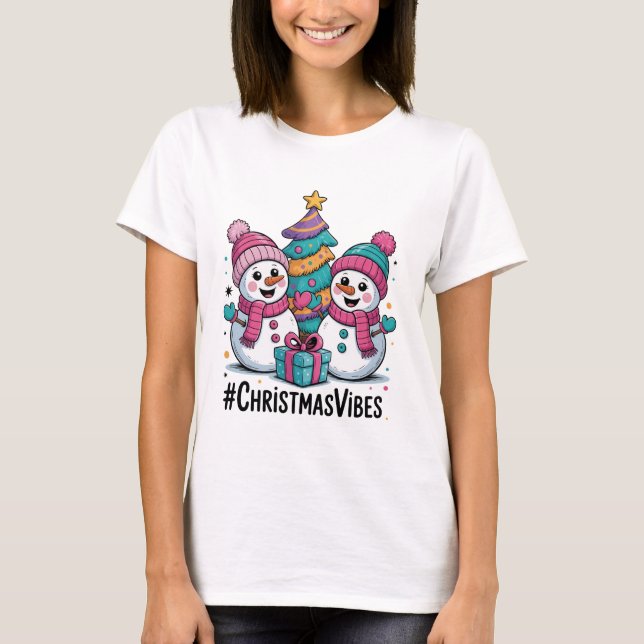 Camiseta Merry Christmas Holiday Vibes (Frente)