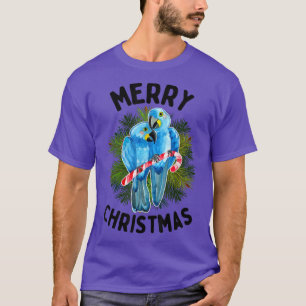 Camiseta Merry Christmas Hyacinth Macaw Parrot Couple Candy