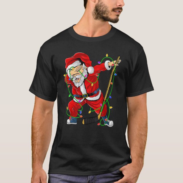 Camiseta Merry Christmas Ice Hockey Dabbing Santa Claus Hoc (Frente)