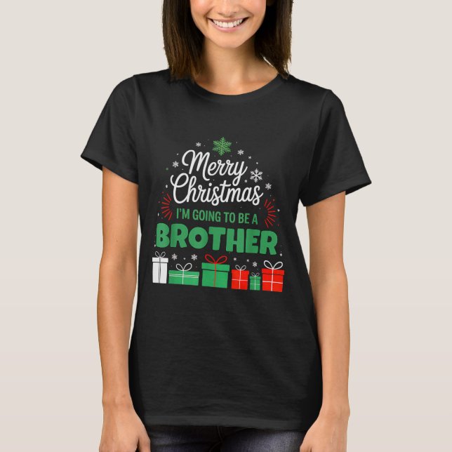 Camiseta Merry Christmas I'm Going To Be An Brother Pregnan (Frente)