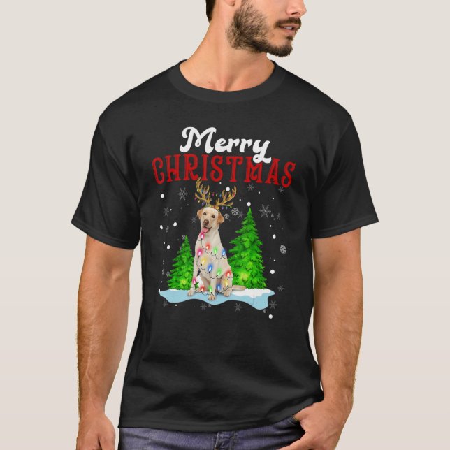 Camiseta Merry Christmas Labrador Tree Lights Labrador Chri (Frente)