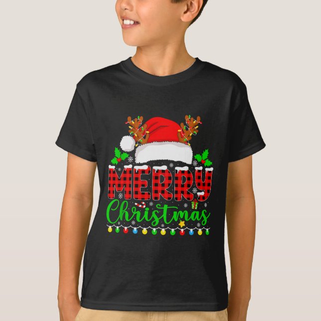 Camiseta Merry Christmas Lights Funny Xmas Pjs Men Women Fa (Frente)