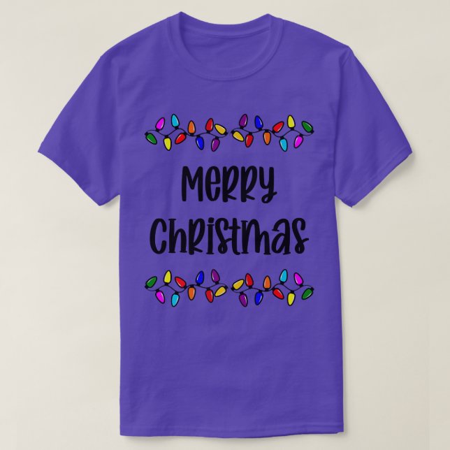 Camiseta Merry Christmas Lights Premium  (Frente do Design)