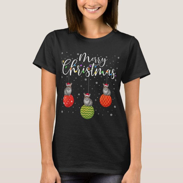 Camiseta Merry Christmas Lights Santa Hat Ka Ugly Xmas T Sh (Frente)