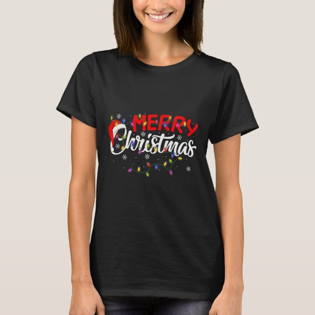 Camiseta Merry Christmas Lights Xmas Family Funny Christmas (Frente)
