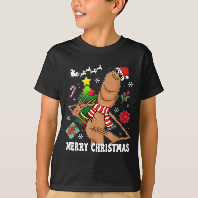 Camiseta Merry Christmas Marcus The Worm Funny Unhinged Mem (Frente)