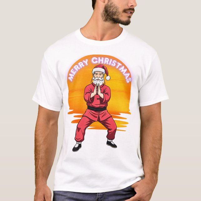 Camiseta Merry Christmas Martial Arts Santa Kung Fu Wing  (Frente)