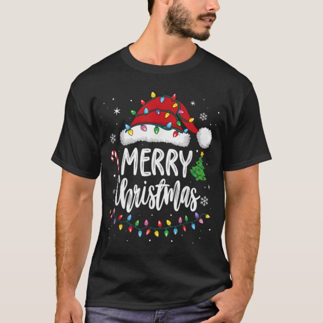 Camiseta Merry Christmas Matching Family Lights Xmas Men Wo (Frente)