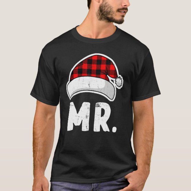 Camiseta Merry Christmas Mr Trees Lights Santa Hat Mr Chris (Frente)