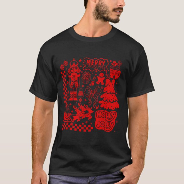 Camiseta Merry Christmas Nutcracker Santa Clause Gingerbrea (Frente)