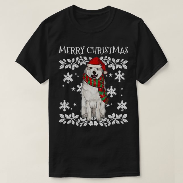 Camiseta Merry Christmas Ornament Great Pyrenee Xmas Santa  (Frente do Design)