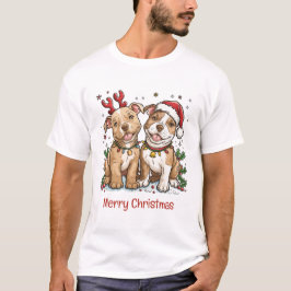 Camiseta Merry Christmas Pit Bull Cães
