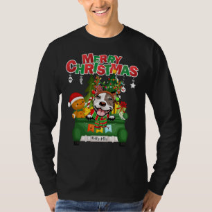 Camiseta Merry Christmas Pit Bull Dog Reindeer
