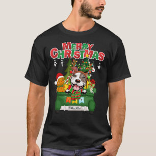Camiseta Merry Christmas Pit Bull Dog Reindeer