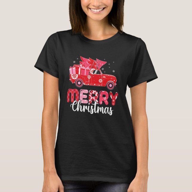 Camiseta Merry Christmas Red Truck With Tree Xmas PJ costum (Frente)